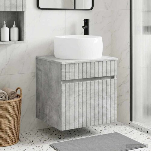 Umivaonik s policom za zid Betonska siva 49 x 44,5 x 66 cm Cijene