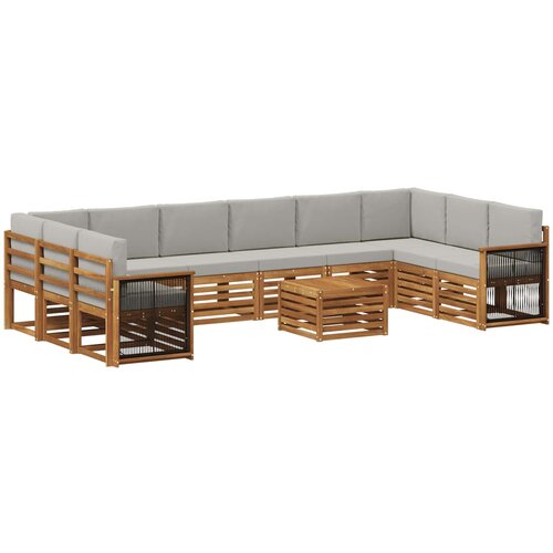  Set vanjskih sofa 8 kom. Prirodna i svjetlosiva Slike