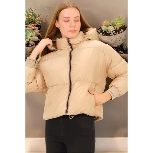 Dewberry Z6650 WOMEN'S BOTTLE COAT-PLAIN BEIGE