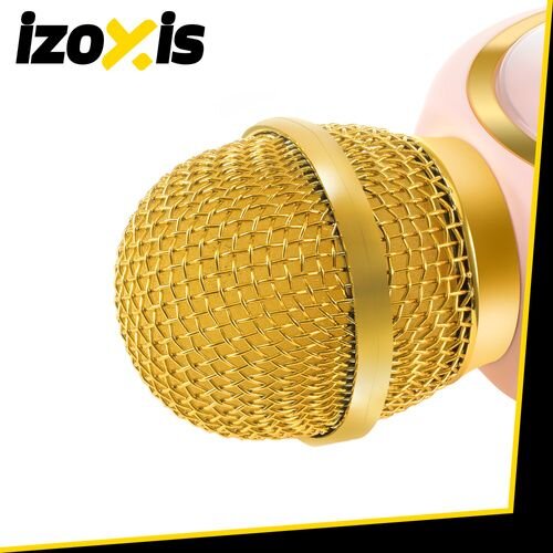 Izoxis Karaoke mikrofon Bluetooth za otroke &amp;ndash; brezžični mikrofon z zvočnikom, RGB LED, USB-C, roza Slike