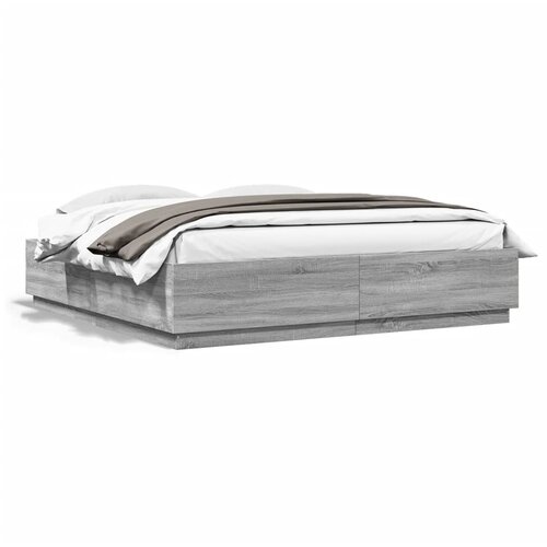VidaXL Okvir za krevet s LED svjetlima boja hrasta 180 x 200 cm drveni Slike