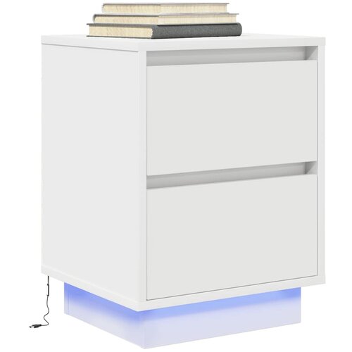 VidaXL Noćni ormarić s LED svjetlima bijeli 38x34x50 cm Slike