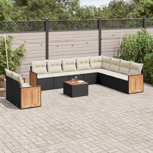 vidaXL 11-dijelni set vrtnih sofa od poliratana s jastucima crni Cijene