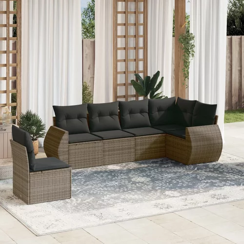 vidaXL 6-dijelni set vrtnih sofa od poliratana s jastucima sivi