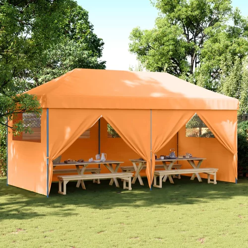 Sklopivi prigodni šator za zabave s 4 bočna zida narančasta