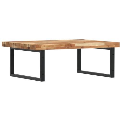  Zidna polica za umivaonik od čelika i masivnog bagremovog drva Smeđa 100 x 60 x 4 cm Slike