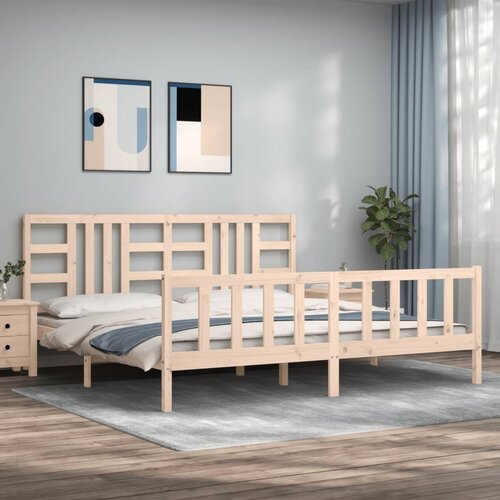 vidaXL Posteljni okvir z vzglavjem 200x200 cm trden les Cene