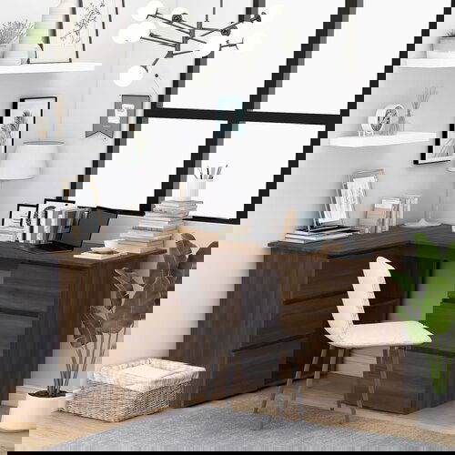 VidaXL kutni radni stol boja hrasta 145x100x76 cm konstruirano drvo Slike