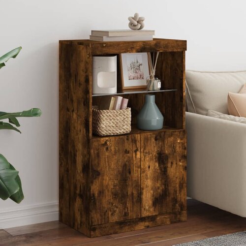 The Living Store Komoda z LED lučkami dimljen hrast 60,5x37x100 cm - Komoda, (21658075) Cene