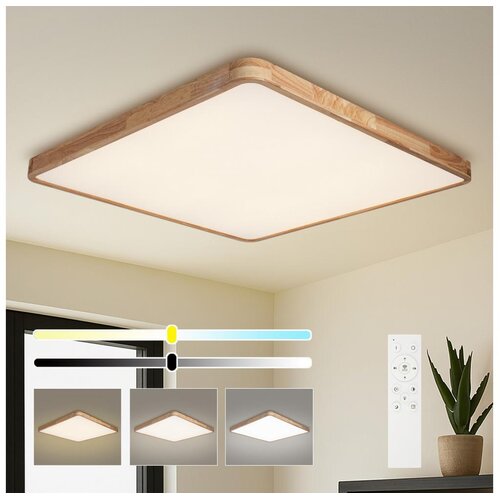 Brilagi LED prigu&amp;scaron;iva svetiljka WOODLINE SQUARE LED/180W/230V hrast 100x100 cm + daljinski upravljač Slike