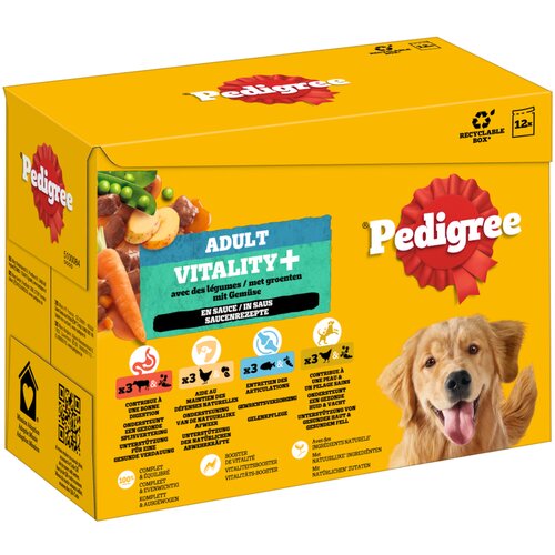 Pedigree Adult Fresh Pouches for Dogs Vitality+ u umaku - 48 x 85 g (4 varijante) Slike