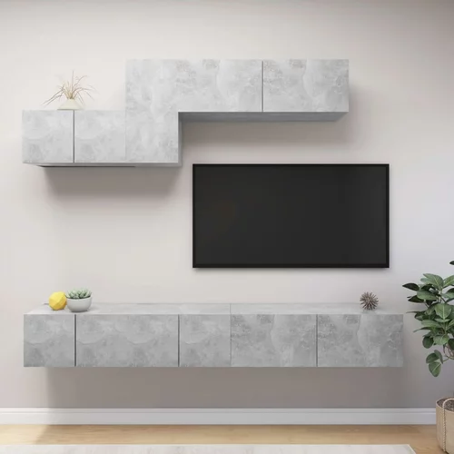  6-dijelni set TV ormarića siva boja betona od iverice