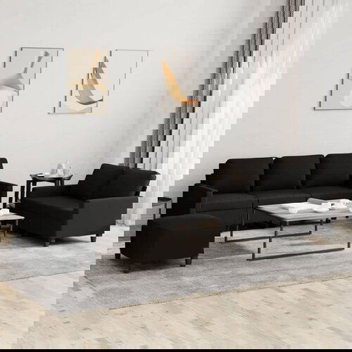 vidaXL Sedežna garnitura z blazinami 3-delna črno blago Cene