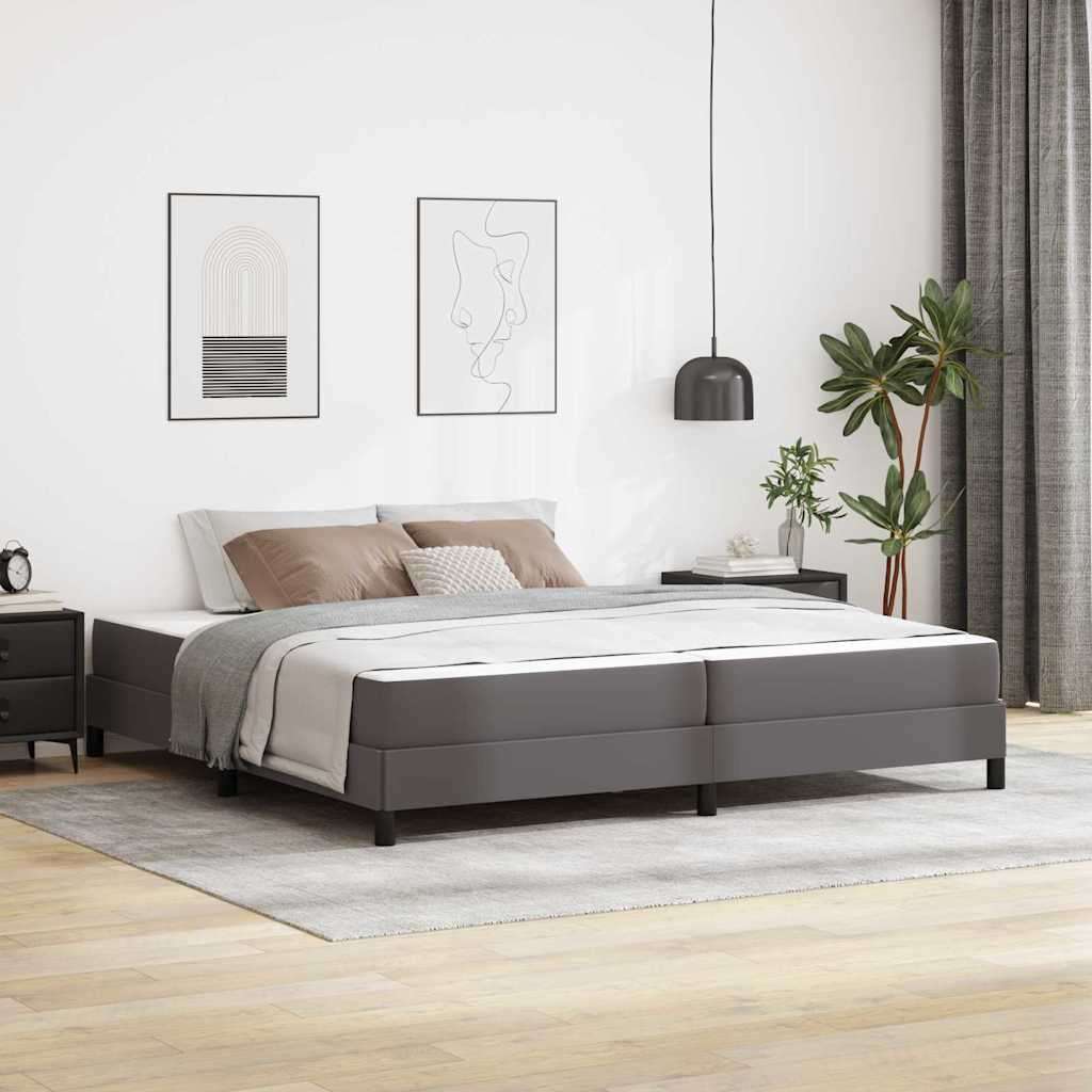  Postelja z vzmetnico Siva 200 x 200 cm Umetna koža Cene