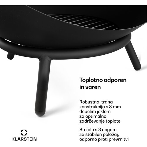 Blumfeldt Fireball nizka ognji&amp;scaron;čna skleda | odporna proti koroziji | stabilna proti prevrnitvi | robustna | 66 cm | črna Slike