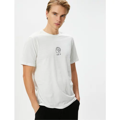 Koton Motto Printed T-Shirt Crew Neck Slim Fit Short Sleeve