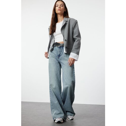 Trendyol blue normal waist loose wide leg jeans Slike