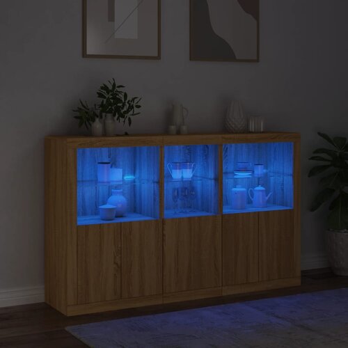  Komoda s LED svjetlima boja hrasta sonome 162 x 37 x 100 cm Slike