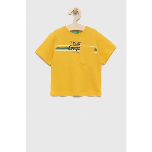 United Colors Of Benetton Otroška bombažna kratka majica rumena barva