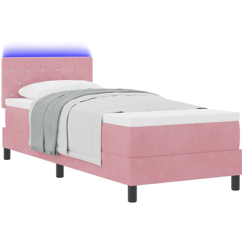vidaXL Box Spring Krevet s Madracem &amp  LED Ružičasti 80x200 cm Baršun Cijene