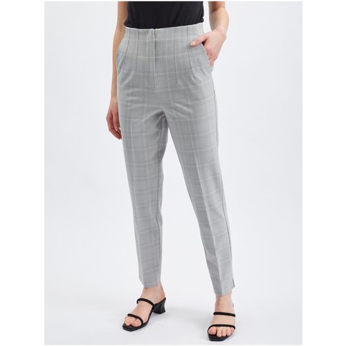 Orsay Light gray ladies plaid straight fit pants - Women Cene