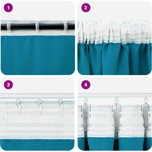 VidaXL Zavjese sa zavjesama 2 pcs Tirkizna 245 x 140 cm Poliester Slike
