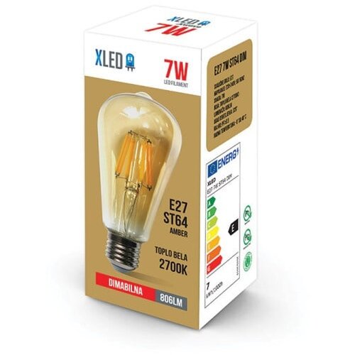 Xled E27 7W ST64 DIM Filament Sijalica dimabilna,2700K,220V,806Lm,64*142mm,Ra≥80 PF≥0.5 amber Cene