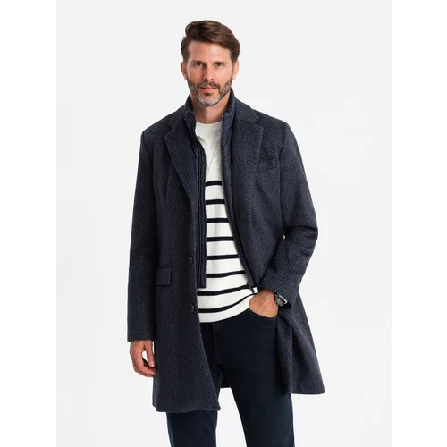 Ombre Unbuttoned men's wool blend coat - graphite