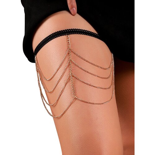 SuperLove Body Jewel Garter with Gold Chains 81366 Black Cijene