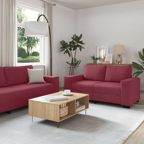  3-dijelni set sofa s jastucima tkanina boje vina Cene