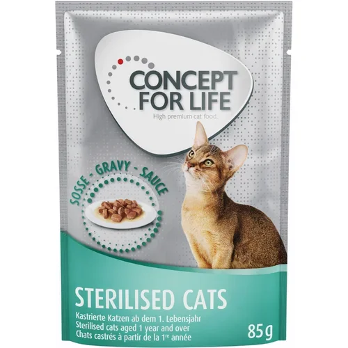 Concept for Life Sterilised Cats losos - Kot dopolnilo: 12 x 85 g Sterilised Cats v omaki