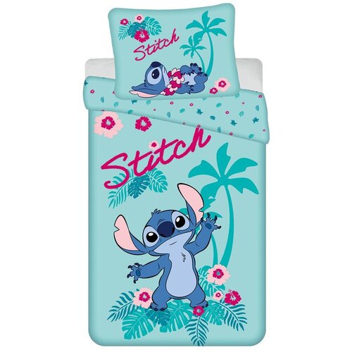 Jerry Fabrics Modra enojna bombažna otro&amp;scaron;ka posteljnina 140x200 cm Lilo a Stitch &amp;quot;Hawaii&amp;quot; &amp;ndash; Slike