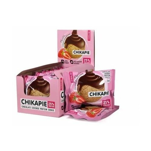 Chikalab - CHIKAPIE Čokoladom preliven proteinski cookie sa punjenjem Jagoda 60g Slike