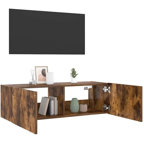  Zidni TV ormarić s LED svjetlima boja hrasta 100 x 35 x 31 cm Slike