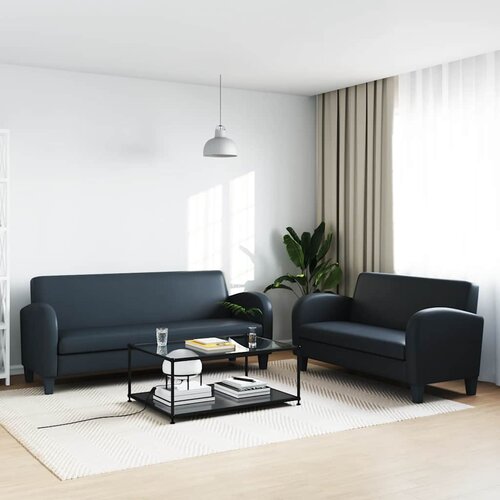  2-dijelni set sofa od umjetne kože crni Cijene