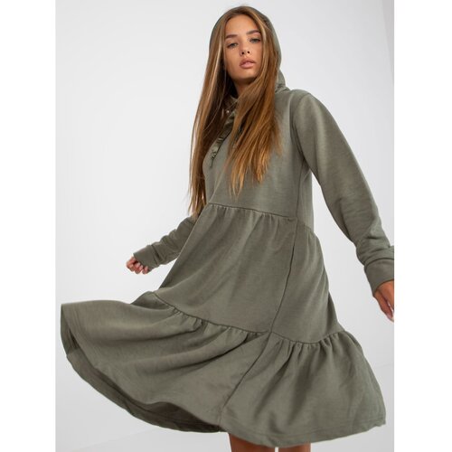 Fashion Hunters Khaki flared sweatshirt dress with a FRESH MADE frill Slike