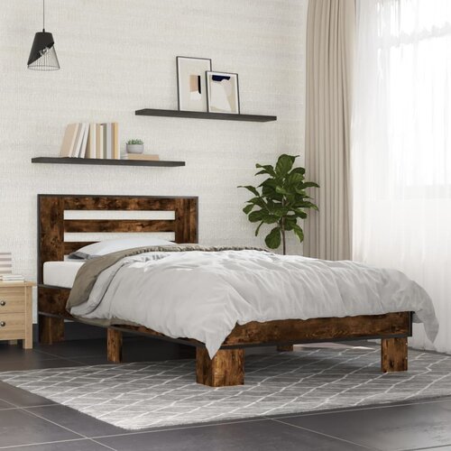  Okvir krevet boja hrasta 90 x 190 cm konstruirano drvo i metal Cijene