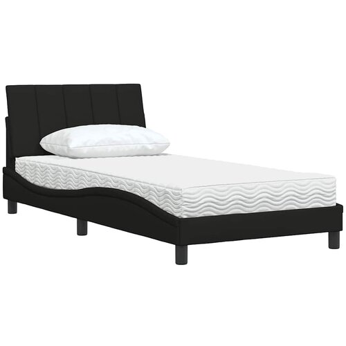  Krevet s madracem Hanko crni 100 x 200 cm od tkanine Slike