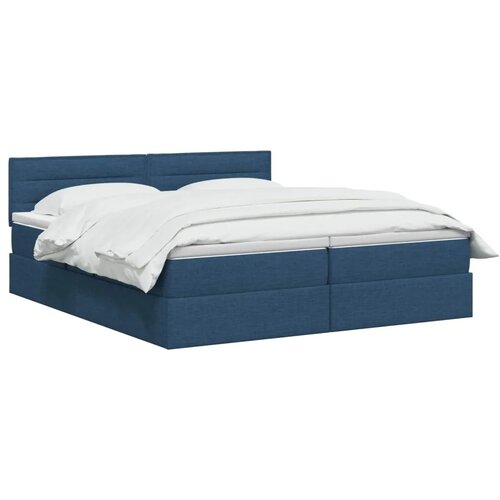  Krevet s od storage s uzglavljem 2 kom. Plava Lažna koža - Plava 200 x 200 cm Dizajn linija Slike