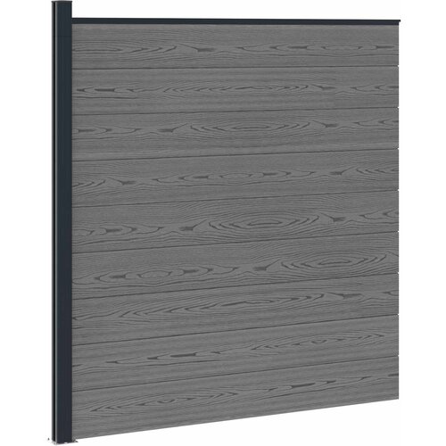 vidaXL Set ograde 175 x 186 cm WPC i aluminij Siva - Siva 1 sekcija s 1 stupcem (tamno sivi stupac) Cene