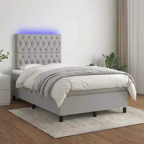  Box spring postelja z vzmetnico LED sv. siva 120x200 cm blago, (20789645)