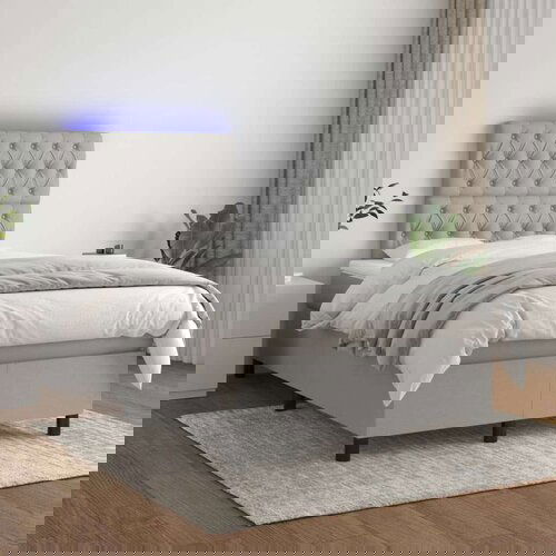  Box spring s madracem LED svjetlosivi 120x200 cm tkanina Cene