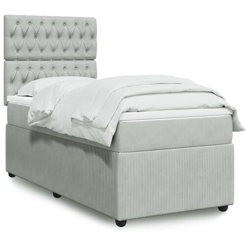 vidaXL Box spring postelja z vzmetnico svetlo siva 80x200 cm žamet Cene