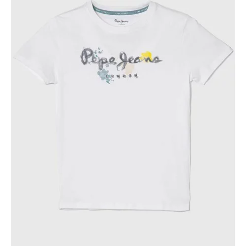 PepeJeans Otroška bombažna kratka majica REDELL bela barva