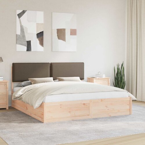  Krevetni okvir s tapiciranim uzglavljem Sivo-smeđa 200 x 200 cm Cijene