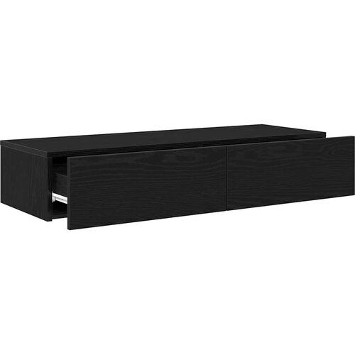  Zidna polica s ladicama crna 100x36x19 cm izrađeno drvo Slike
