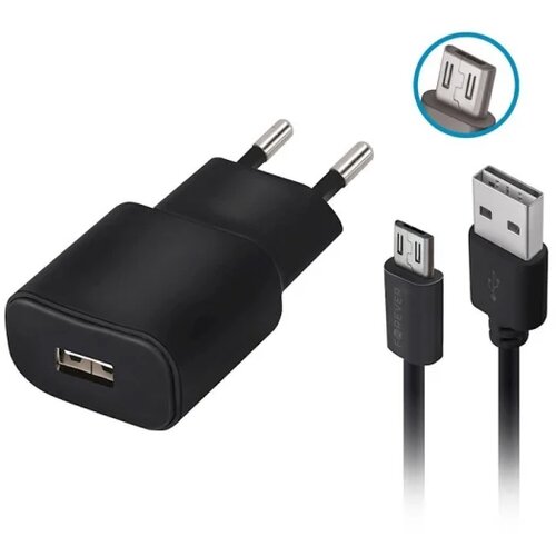 Forever TC-01 charger 1x USB 2A black + microUSB cable Slike