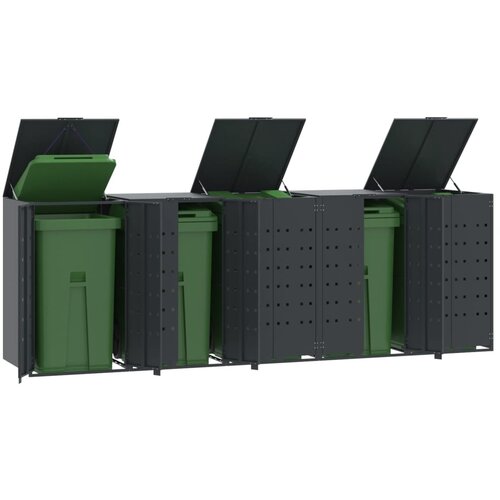 vidaXL Spremište za 5 kante za otpad antracit 345x79x117 cm čelično Cijene