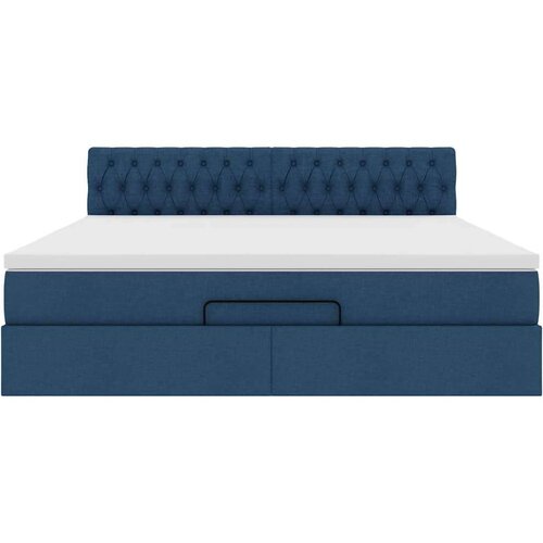 VidaXL Otomanski krevet s madracem plavi 160x200cm od tkanine Slike