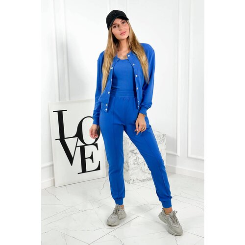 Kesi Set 3in1 sweatshirt with press studs + top + trousers cornflower blue Cijene